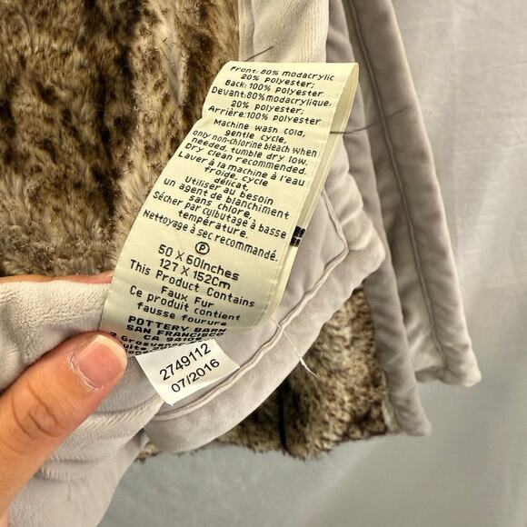 Pottery‎ Barn Brown Faux Fur Ruched Soft Blanket Throw Caramel Ombre - Picture 3 of 4